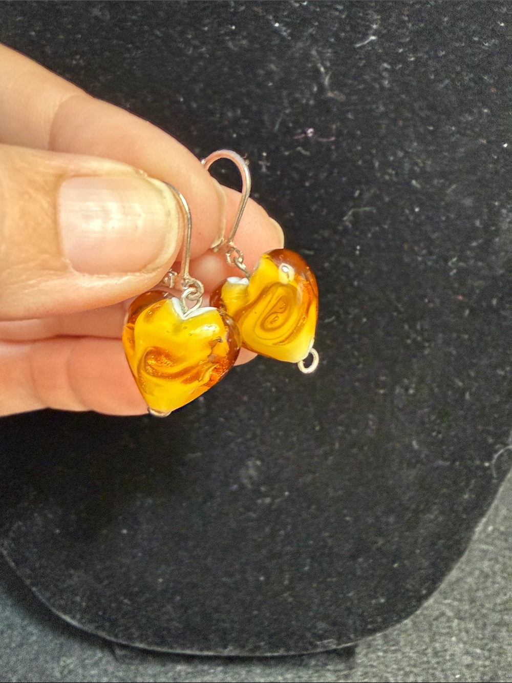 Art glass amber swirl earrings